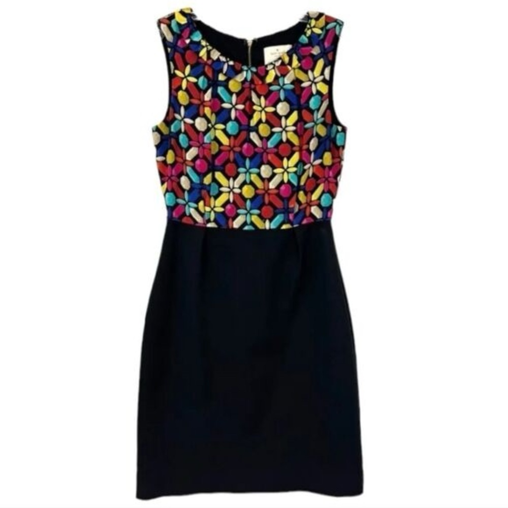 Kate Spade‎ Size 0 Silk Rainbow Kaleidoscope Sheath Pencil Dress Sleeveless